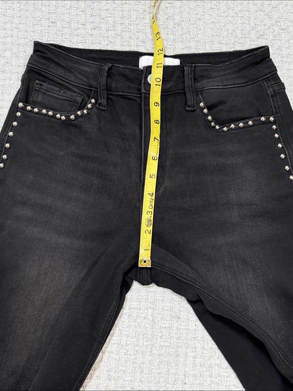 Olivia High Rise Silver Dome Nail Head Detailed Wide Leg Jeans by Vervet 27 - Picture 14 of 16